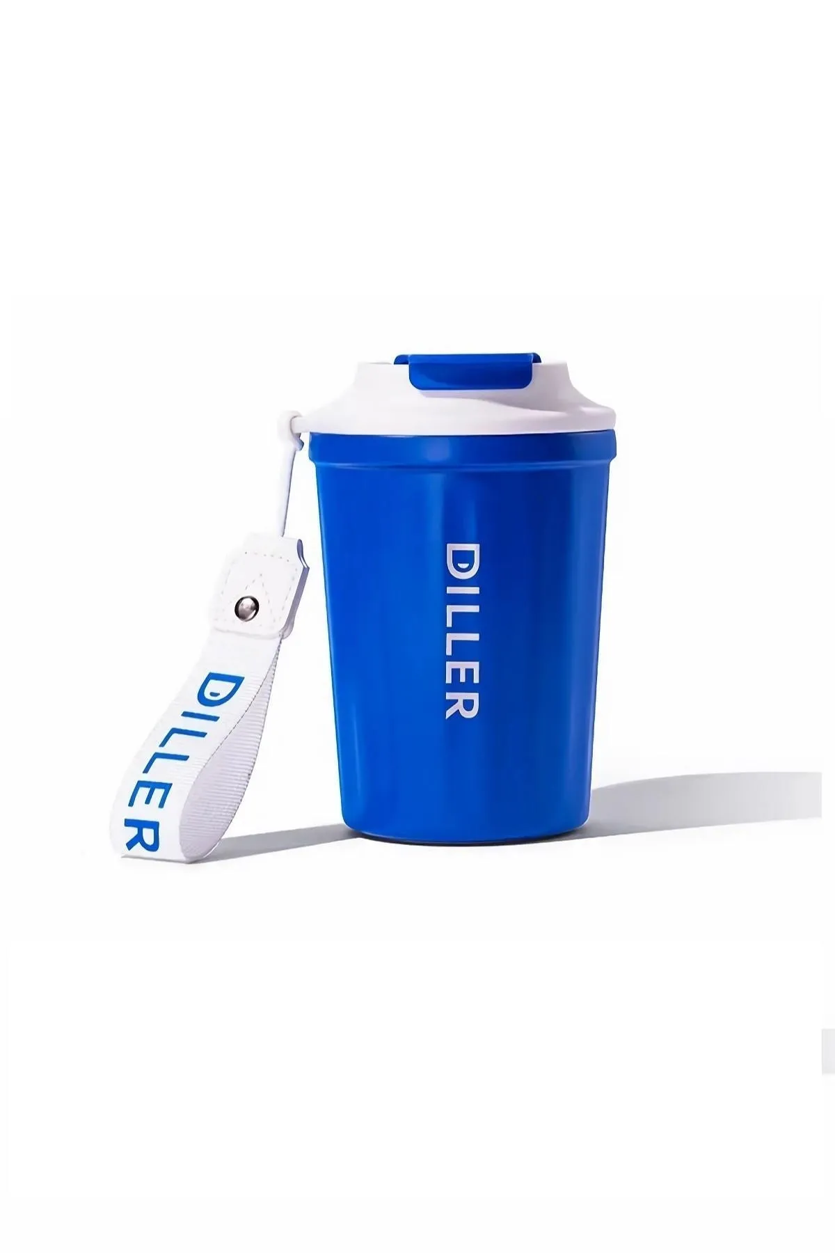 380ml Taşıma Askılı Mug Kahve Bardağı 6 Saat Sıcak/soğuk Tutma Süresi 5 Renk Mavi-Beyaz