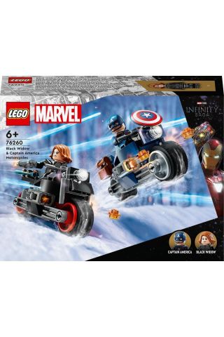 ® Marvel Black Widow ve Kaptan Amerika Motosikletleri 76260 Çocuklar için Yapım Seti (130 Parça)