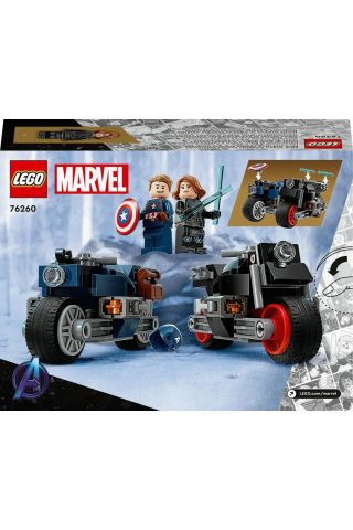® Marvel Black Widow ve Kaptan Amerika Motosikletleri 76260 Çocuklar için Yapım Seti (130 Parça)