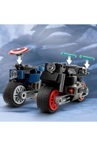 ® Marvel Black Widow ve Kaptan Amerika Motosikletleri 76260 Çocuklar için Yapım Seti (130 Parça)