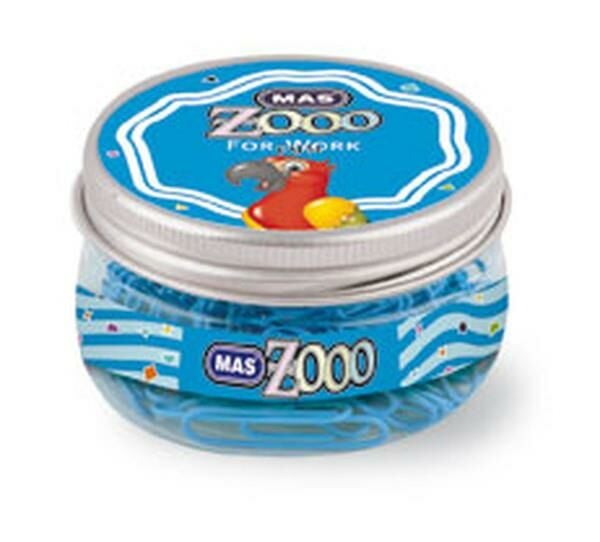 Mas Zooo - Şeffaf Yuvarlak Kutuda Plastik Kaplı Ataş - No:3 - Mavi