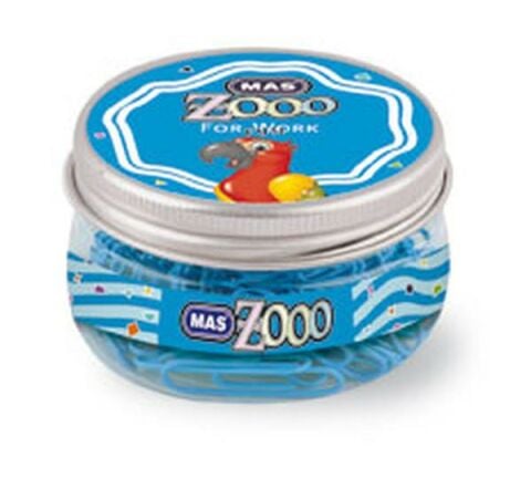 Mas Zooo - Şeffaf Yuvarlak Kutuda Plastik Kaplı Ataş - No:3 - Mavi