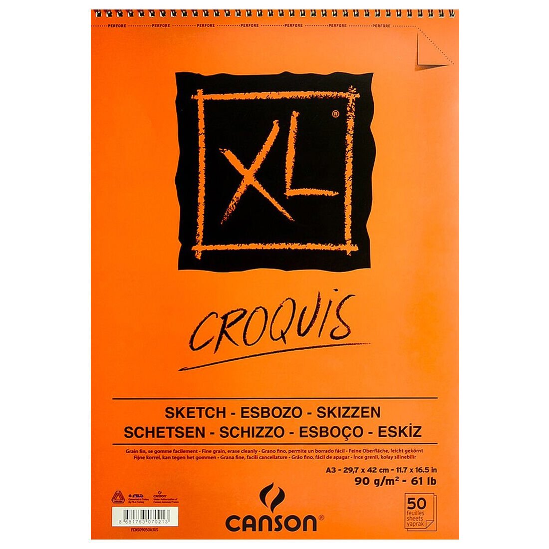 Canson XL Croquis Eskiz Blok 29,7 x 42 cm 90gr 50 Yaprak A3 Boy