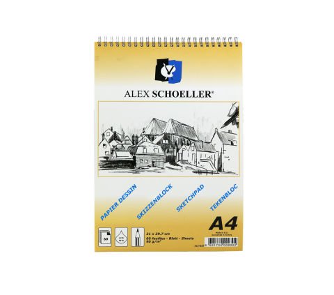 Alex Schoeller Eskiz Blok Üstten Spiralli A4 90gr. 60 Yaprak Eskiz Defteri