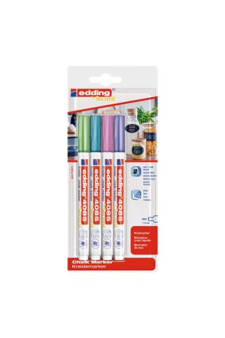 Edding 4085 Tebeşir Chalk Kalem Seti Metalik 4'lü