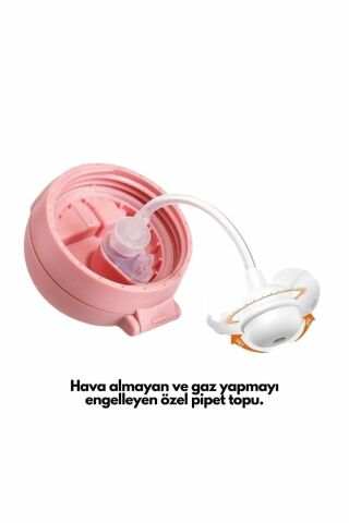 320ml Pipetli Eğlenceli Desenli Akıllı Pipet Toplu Askılı Tritan Su Matarası