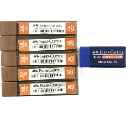 Faber Castell 0.5 Uç 5'li Paket + Silgi