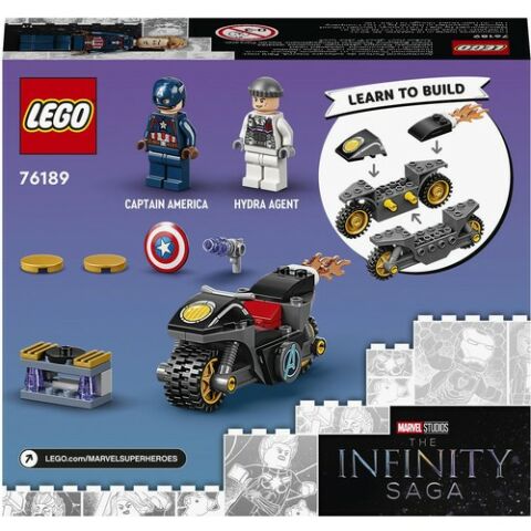 LEGO® Marvel Avengers Kaptan Amerika ve Hydra Karşılaşması 76189 - Kaptan Amerika ve Motosiklet Seti Koleksiyonluk Oyuncak Yapım Seti (49 Parça)