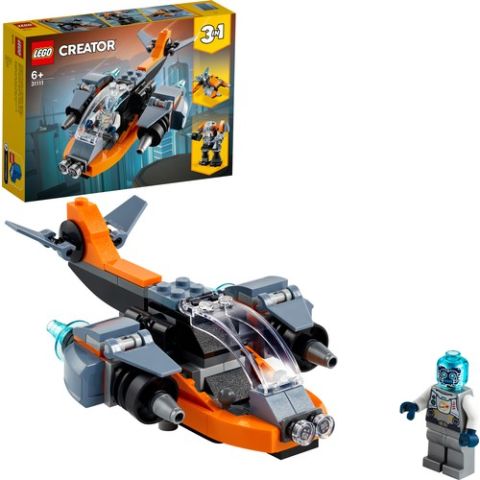 LEGO® Creator 3’ü 1 Arada Siber İnsansız Hava Aracı 31111 - Çocuklar için Robot ve Motosiklet İçeren Oyuncak Yapım Seti (113 Parça)