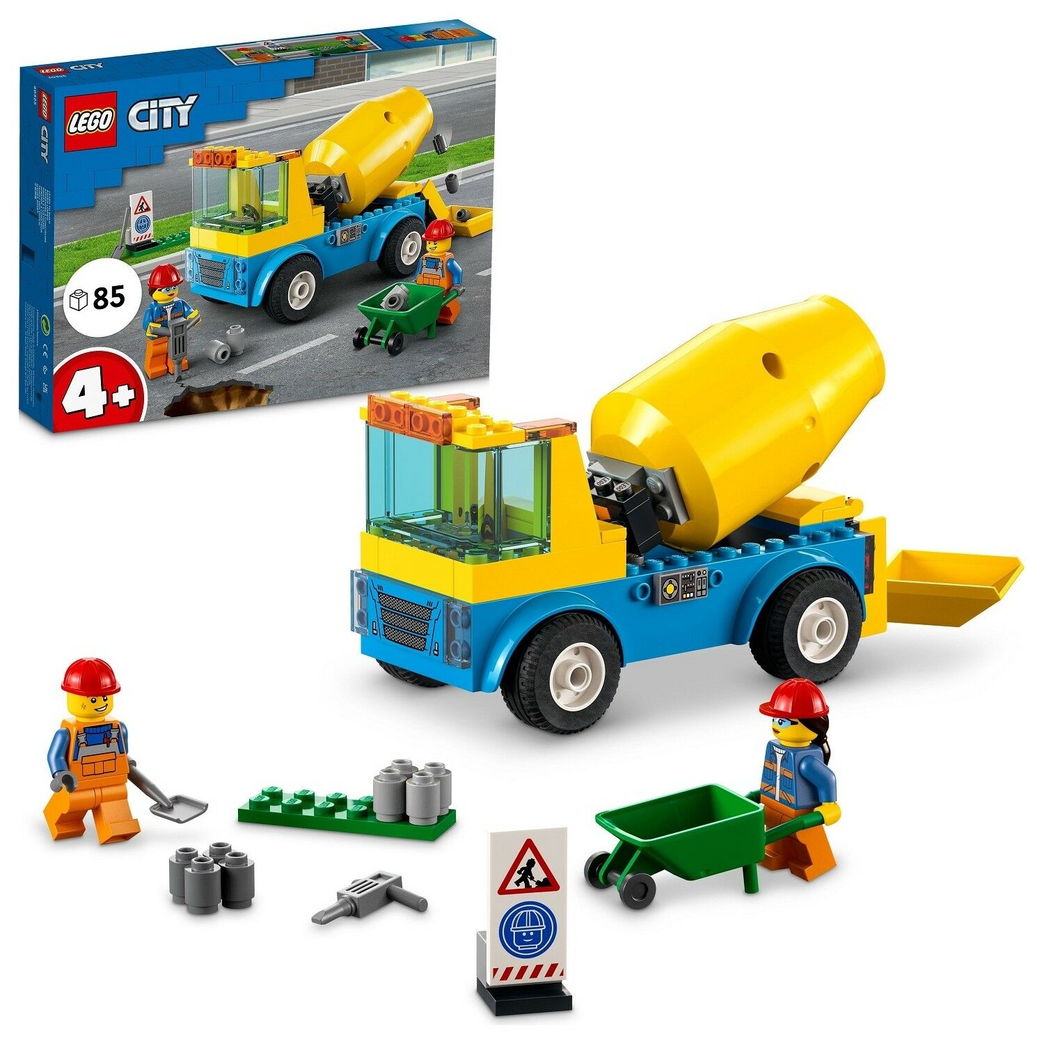LEGO® City Beton Mikseri 60325 - 4 Yaş ve Üzeri Çocuklar İçin Gerçekçi Oyuncak Inşaat Aracı Yapım Seti (85 Parça)