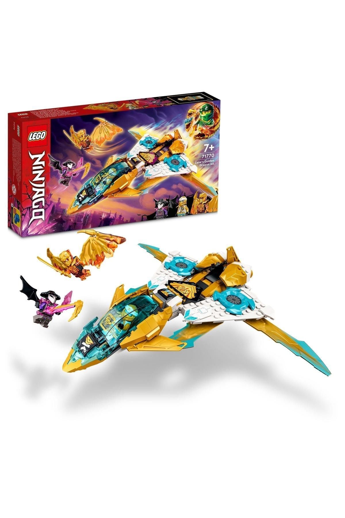 NINJAGO Zane’in Altın Ejderha Jeti 71770 - Jet Uçağı İçeren Oyuncak Yapım Seti (258 Parça)