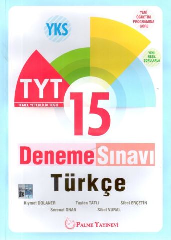 Palme Yayınları TYT Türkçe 15 Deneme Sınavı