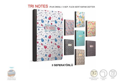 Gıpta Trı Notes İplik Dikişli Sert Kapak Defter 13x21 120 Yaprak Çizgili (4645)