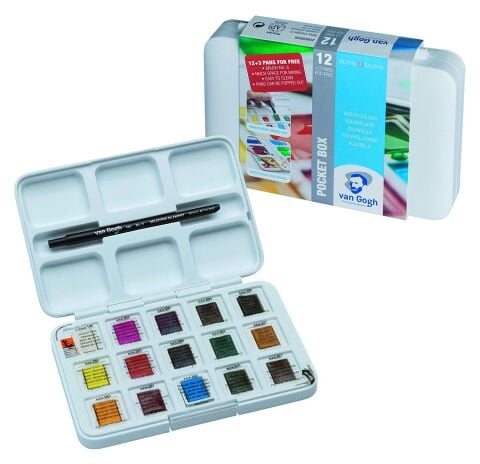 Royal Talens Van Gogh Tablet Sulu Boya 15 (12+3) Renk + Royal Talens 8 Yaprak 22,5x32cm Suluboya Bloğu Hediyeli