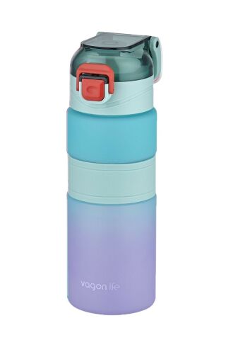 Çift Renk 600ml Kaydırmaz Silikon Gövde Rahat Içim-pipetsiz- Motivasyon Su Matarası