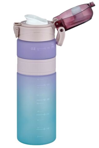 Çift Renk 800ml Kaydırmaz Silikon Gövde Rahat Içim-pipetsiz- Motivasyon Su Matarası