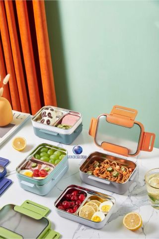 Vagonlife BL20182 Yeşil Lunch Box Çift Katmanlı Paslanmaz Çelik Öğle Yemeği Kutusu Yeşil Bl20182