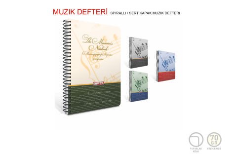 Gıpta Spiralli Sert Kapak A4 80 Yaprak Müzik Defteri (1700)