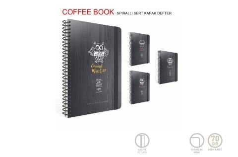 Gıpta Coffee Book Spiralli Sert Kapak Defter 19x26 120 Yaprak Kareli (4308)