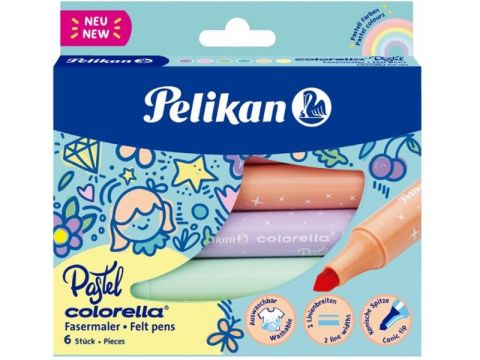 Pelikan 411 Coleralla Pastel 6 Renk Yıkanabilir Keçeli Kalem