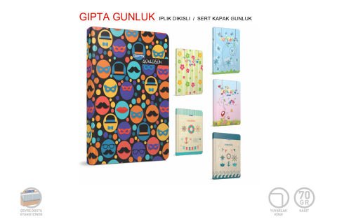 Gıpta Günlük İplik Dikişli Sert Kapak Günlük 15x22 120 Yaprak Çizgili (1745)