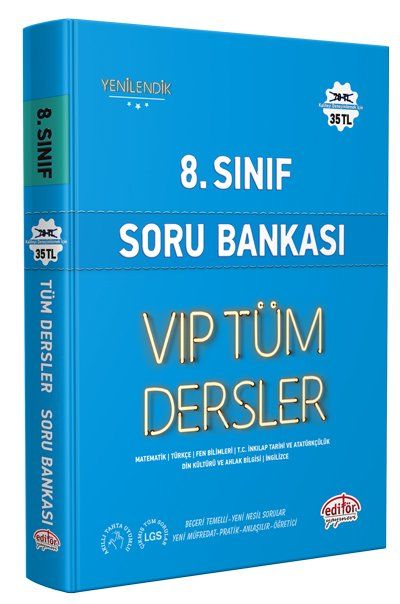 Editör Yayınları 8. Sınıf VIP Tüm Dersler Soru Bankası Mavi Kitap
