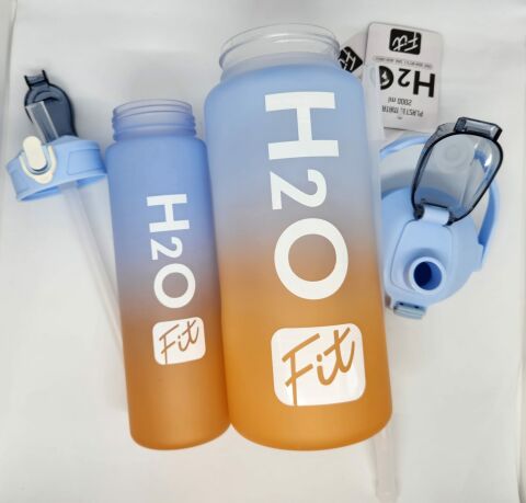 Fit H2O Mavi-Turuncu İkili Matara Seti Large:2000ml Small:750ml