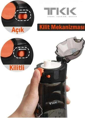 Vagonlife TKK T-1008 Siyah 500ml Desenli Su Matarası