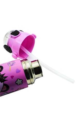 Kırtasiye ve Oyuncak Dünyası MUGGLE Pipetli Çelik Matara MT-2635 Panda Desenli 550 Ml MT2635