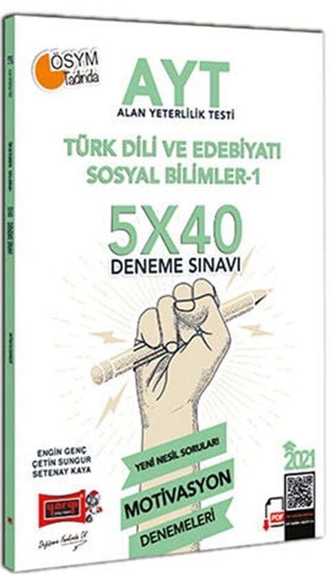 Yargı Yayınları 2021 AYT Türk Dili Ve Edebiyatı Sosyal Bilimler 1 5x40 Motivasyon Deneme Sınavı