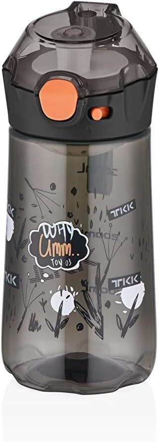 Vagonlife TKK 400ml Pipetsiz Taşıma Askılı Süzgeçli Kilitlenebilir Kapak Çocuk Su Matarası (Siyah)