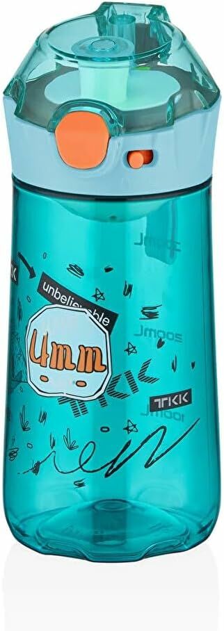 Vagonlife TKK 400ml Pipetsiz Taşıma Askılı Süzgeçli Kilitlenebilir Kapak Çocuk Su Matarası (Yeşil)