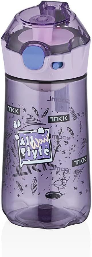 Vagonlife TKK 400ml Pipetsiz Taşıma Askılı Süzgeçli Kilitlenebilir Kapak Çocuk Su Matarası (Mor)