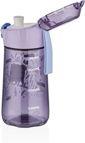 Vagonlife TKK 400ml Pipetsiz Taşıma Askılı Süzgeçli Kilitlenebilir Kapak Çocuk Su Matarası (Mor)