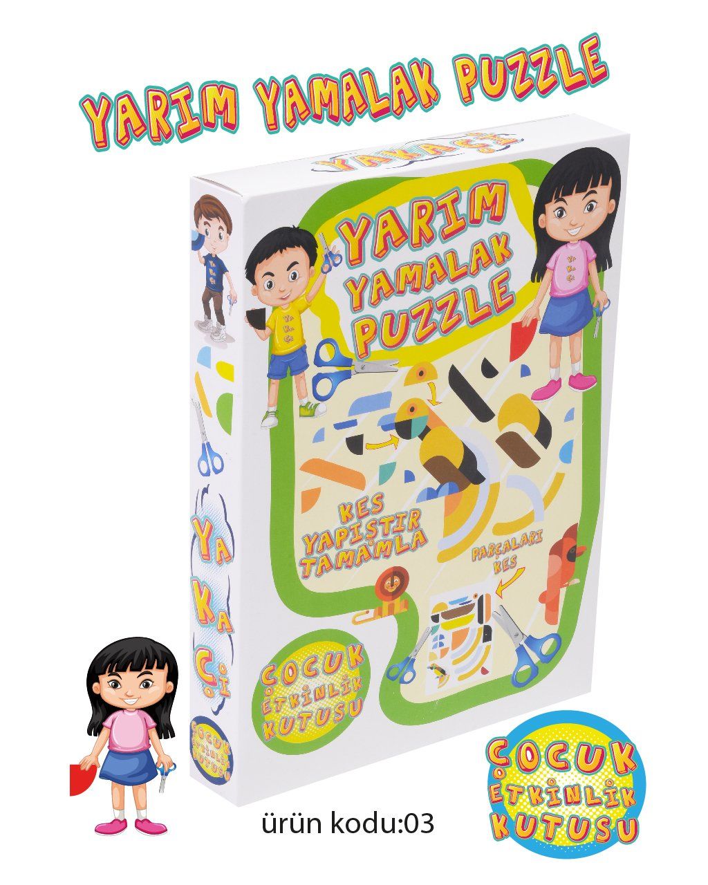 Karton Zeka Yarım Yamalak Puzzle Aktivite Kutusu