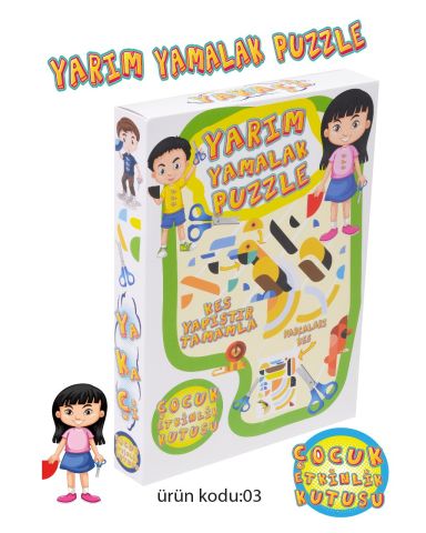 Karton Zeka Yarım Yamalak Puzzle Aktivite Kutusu