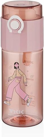 Vagonlife TKK T-1013 500ml Rahat İçim Kilitli Kapaklı Desenli Pipetsiz Süzgeçli Tritan Matara (Pembe)