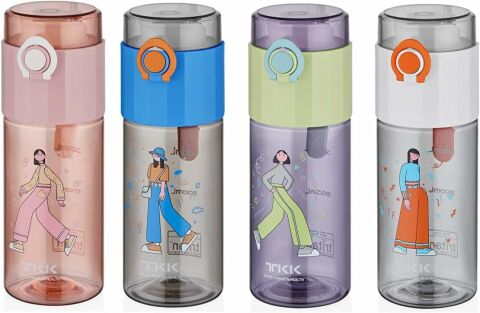 Vagonlife TKK T-1013 500ml Rahat İçim Kilitli Kapaklı Desenli Pipetsiz Süzgeçli Tritan Matara (Pembe)