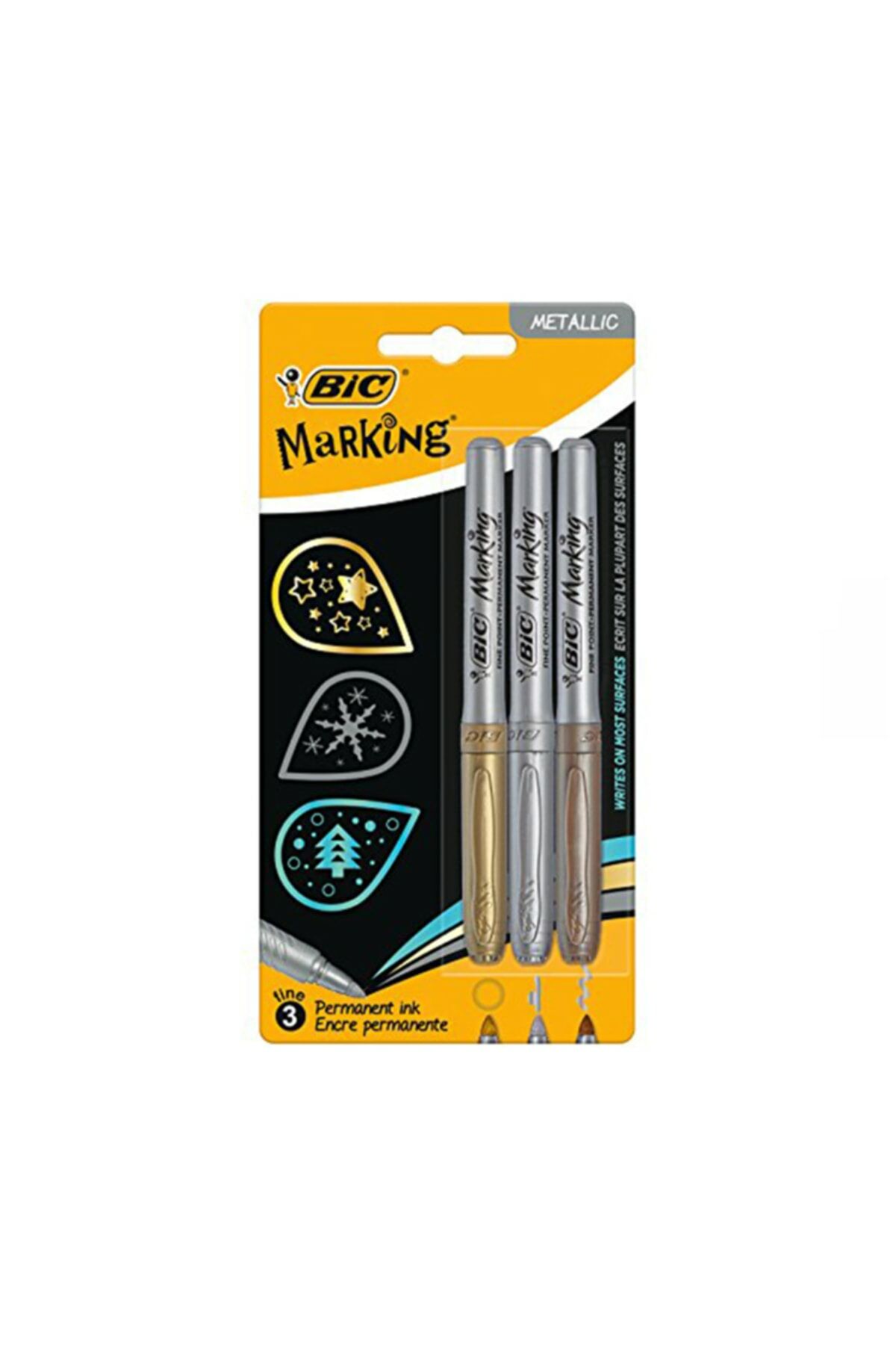 Marking Color Permanent Markör Kalem Seti 3 Metalik Renk