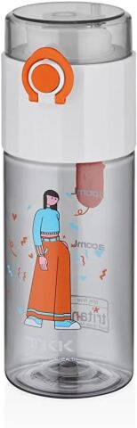 Vagonlife TKK T-1013 500ml Rahat İçim Kilitli Kapaklı Desenli Pipetsiz Süzgeçli Tritan Matara (Beyaz)