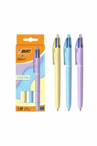 4 Colour Pastel 4 Renkli 3'lü Tükenmez Kalem Seti Pastel