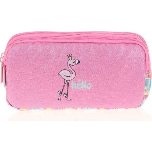 Kaukko Kids&love Aynalı-Simli Flamingo L8098 3 Gözlü Kalem Çantası
