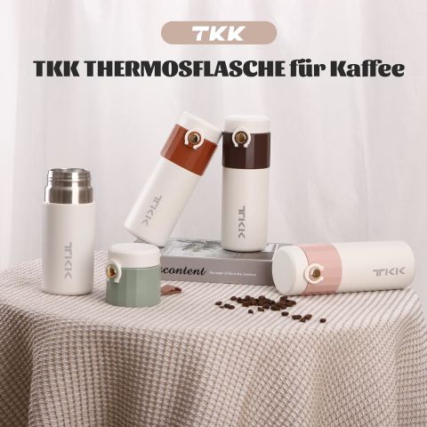 Vagonlife TKK Termos Kupa T-2007 450 ml Kahverengi Kupası, Paslanmaz Çelik, Çift Duvarlı, Yalıtımlı, Sızdırmaz- Kahve ve Çay için Kahve Bardağı