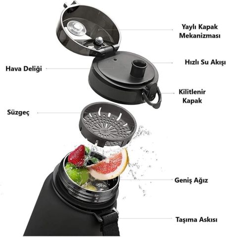 Uzspace 500ml Tutma Destekli Soft-Touch Tritan Su Matarası (Kırmızı) 1215
