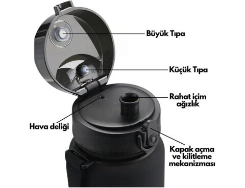 Uzspace 500ml Tutma Destekli Soft-Touch Tritan Su Matarası (Turkuaz) 1215