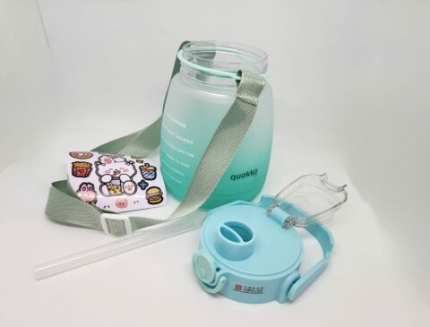 Quokka Yeşil Tritan Pipetli-Pipetsiz Çift Başlık 1,3Litre