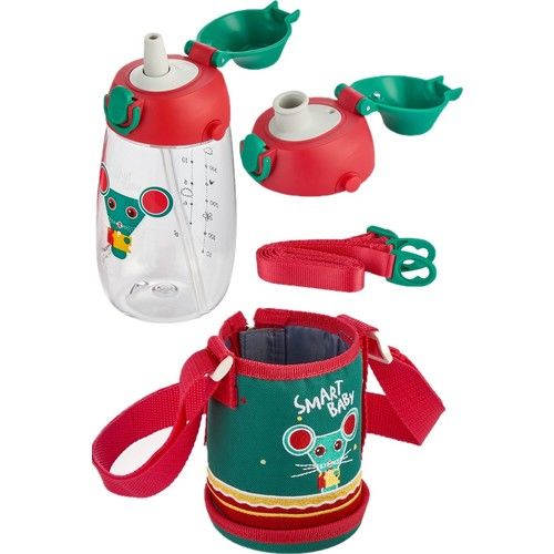 Uzspace 2011 480ml Kırmızı-Yeşil Çocuk Su Matarası