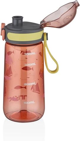 Vagonlife TKK T-1005 400ml Pipetsiz Taşıma Askılı Süzgeçli Çocuk Su Matarası Pembe