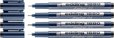 Edding 1880 Teknik Çizim Kalem 4'lü Set3