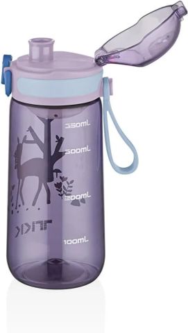 Vagonlife TKK T-1005 400ml Pipetsiz Taşıma Askılı Süzgeçli Çocuk Su Matarası Mor